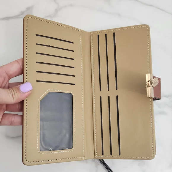 Spring & Summer Pu Leather Brown Leaf Cutout Women's Wallet - Picture 11 of 15